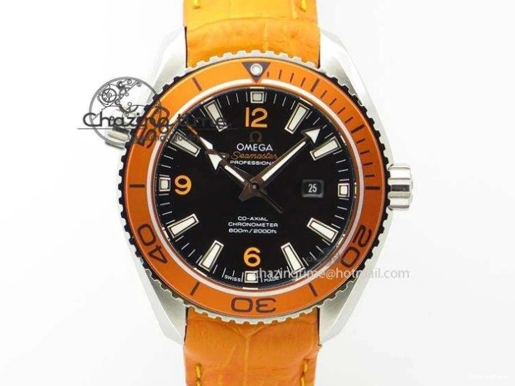 0304 Planet Ocean 600M Co-Axial GMT 43.5mm VSF 1:1 Best Edition Black Dial Orange Markers on SS Bracelet A8605 Super Clone Elegant 8024